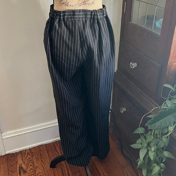 90s Y2K Vintage Roamans Black White Pinstripe Wide Leg Pants 10WP Soft Power - Picture 5 of 17
